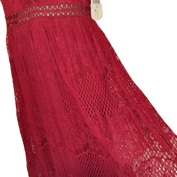 NWT Burgundy Crochet & Lace Maxi Dress M ALTAR'D STATE Bohemian BOHO Boutique - Picture 12 of 16